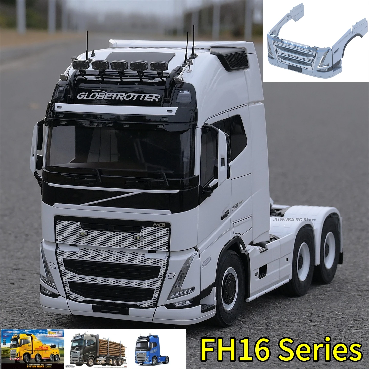 FH16 750 Serie Scheinwerfer Frontstoßstange Kühlergrill Montage-Kit für Tamiya Volvo 8x4 6x4 4x2 1/14 RC Truck Optionale DIY-Teile