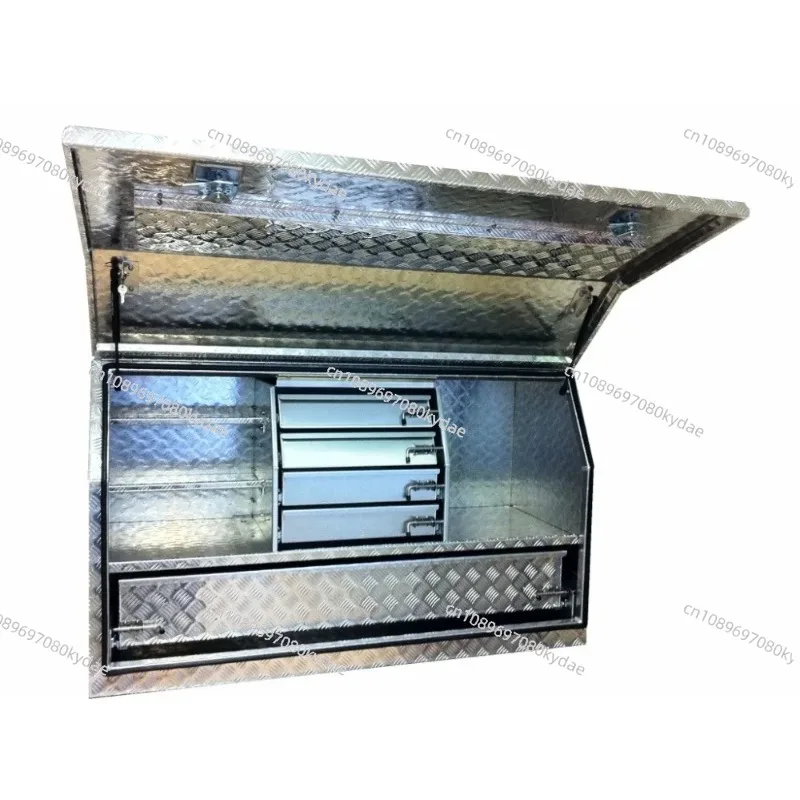 Aluminum Truck Tool Box 143×55×82cm Heavy Duty Storage Box for Camping Trailer Pickup Truck Bed Organizer Lockable Tool Chest