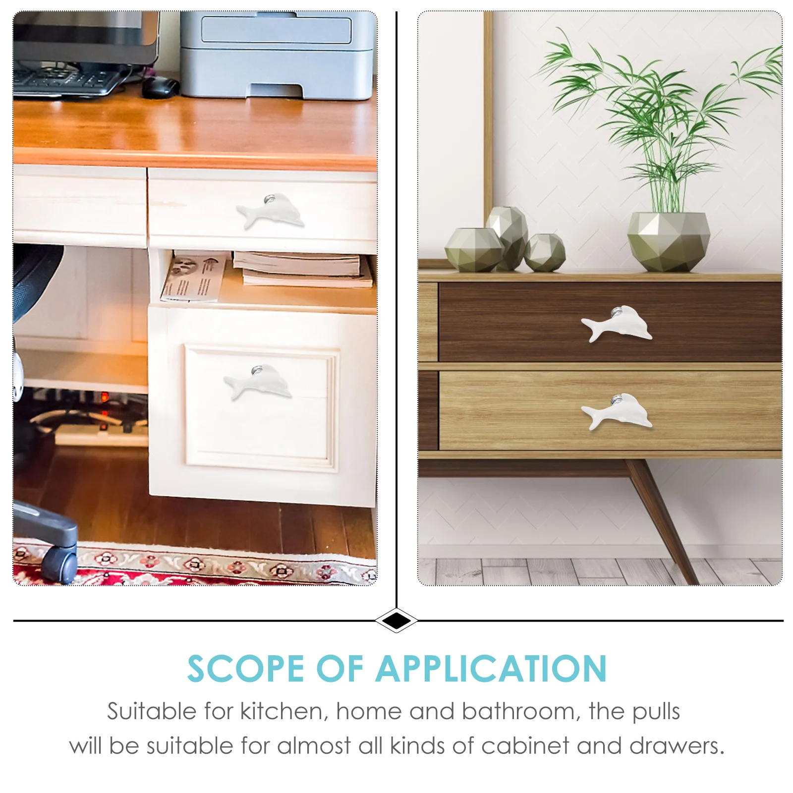 

2Pcs Lovely Cabinet Handles Solid Durable Drawer Knobs Modern Kitchen Furniture Dolphin Handles Drawer Knobs