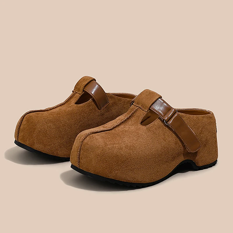 

High Heels Women's Slippers Suede Fashion Chunky Dress Mules Shoes Slingback Autumn 2025 Casual Walking Cozy Zapatillas De Mujer