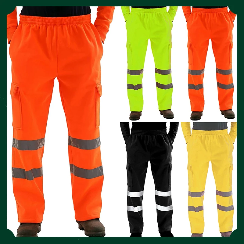 Reflective Strip Men Hoodie Coat Safe Warning Drawstring Zipper Long Sleeve Sanitation Overalls Outdoor Work Safety Jacket