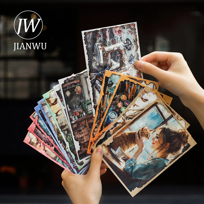 JIANWU Weekendowy Dziennik Seria Vintage Postacie Krajobraz Kolaż Scrapbook Materiał Papier Kreatywne DIY Junk Journal Artykuły Papiernicze
