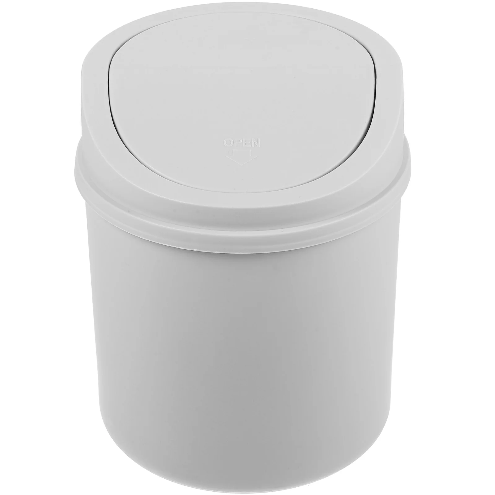 Mini Table Trash Can with Lid Household Bathroom Garbage Container Office Small Swing Plastic Top Bin