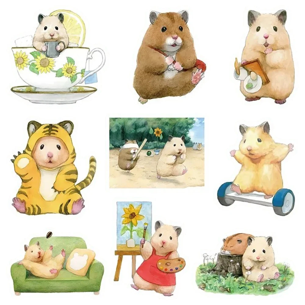 10/30/50/100pcs Cute Hamster Cartoon Animal Sticker Graffiti chitarra telefono cancelleria impermeabile Kawaii Kids Sticker all'ingrosso