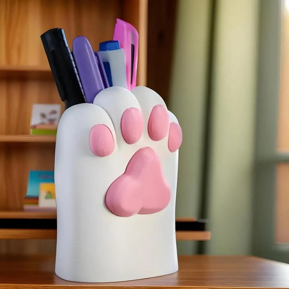 

Cute Cat Paw Shape Pen Holder Multifunctional Cartoon Pen Container Silicone Durable Pen Stand Organizer Table Decor