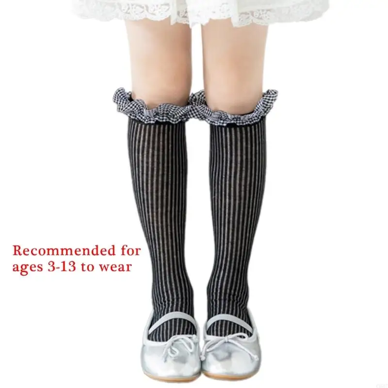 C63C 1 زوج تحت الركبة الجوارب للأطفال الرضع متقلب الدانتيل الفتيات الجوارب سن 3-13Y #6