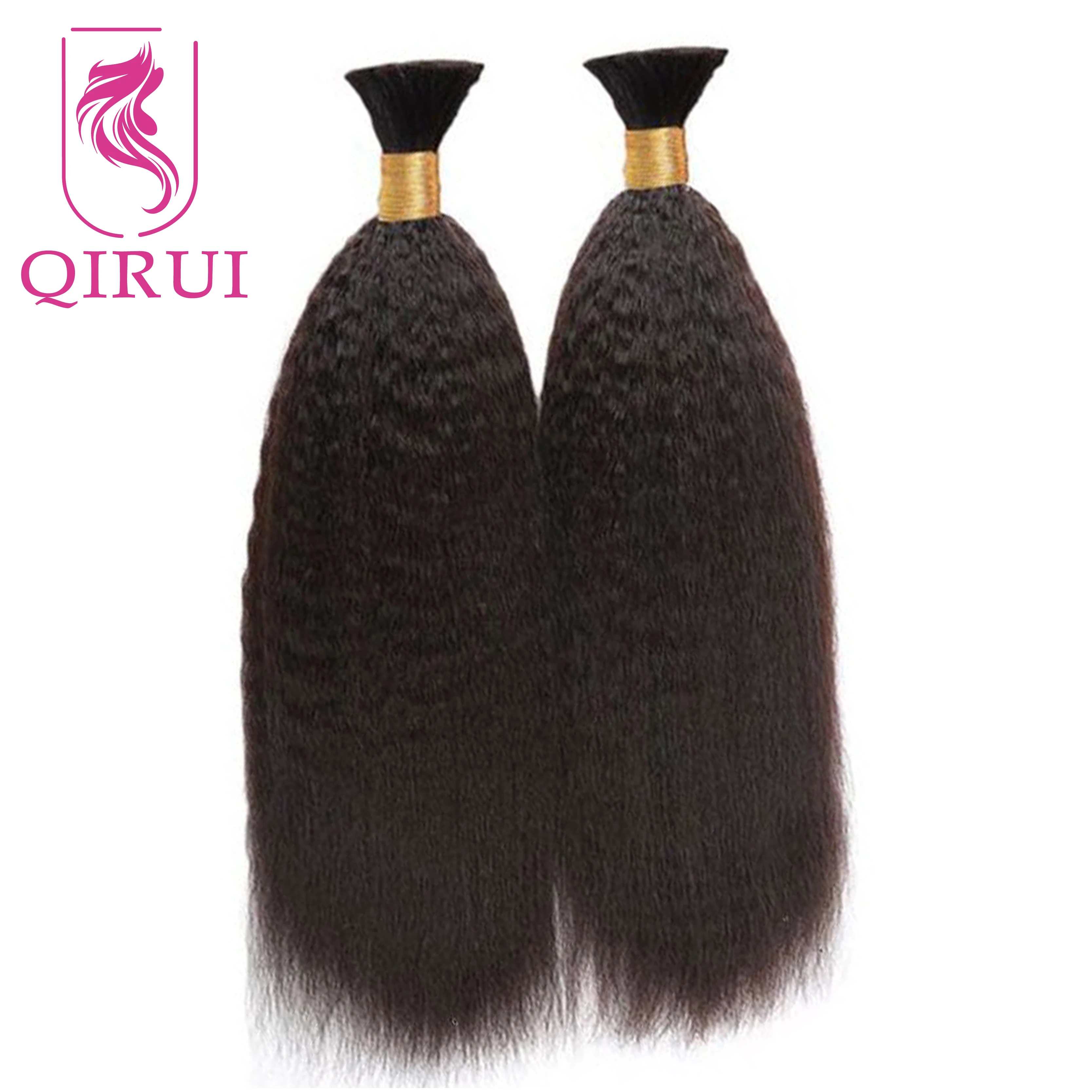 

Bulk Human Hair For Braiding Kinky Straight Wholesale Burmese Boho Braids Human Hair Extensions No Weft Double Drawn Hair Bulk