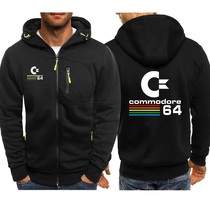 Men's Hoodies Sweatshirts Spring Autumn Casual Commodore 64 Zip Up Hoodie Tracksuit Long Sleeve C64 SID Amiga Hooded Sweatshirt