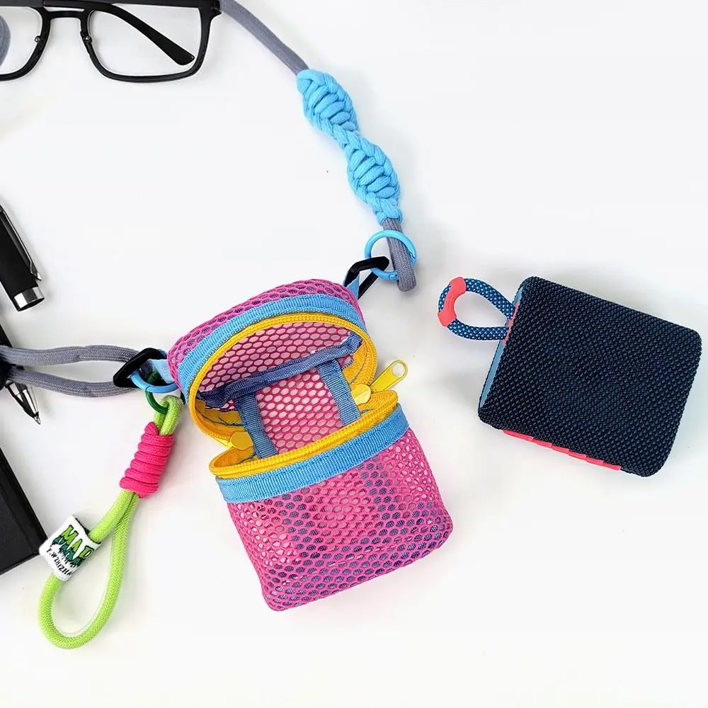 

Hollow Mesh Shoulder Bag Lightweight Wear-proof Circular Crossbody Bag Casual Mini Bluetooth Speaker Storage Bag Daily
