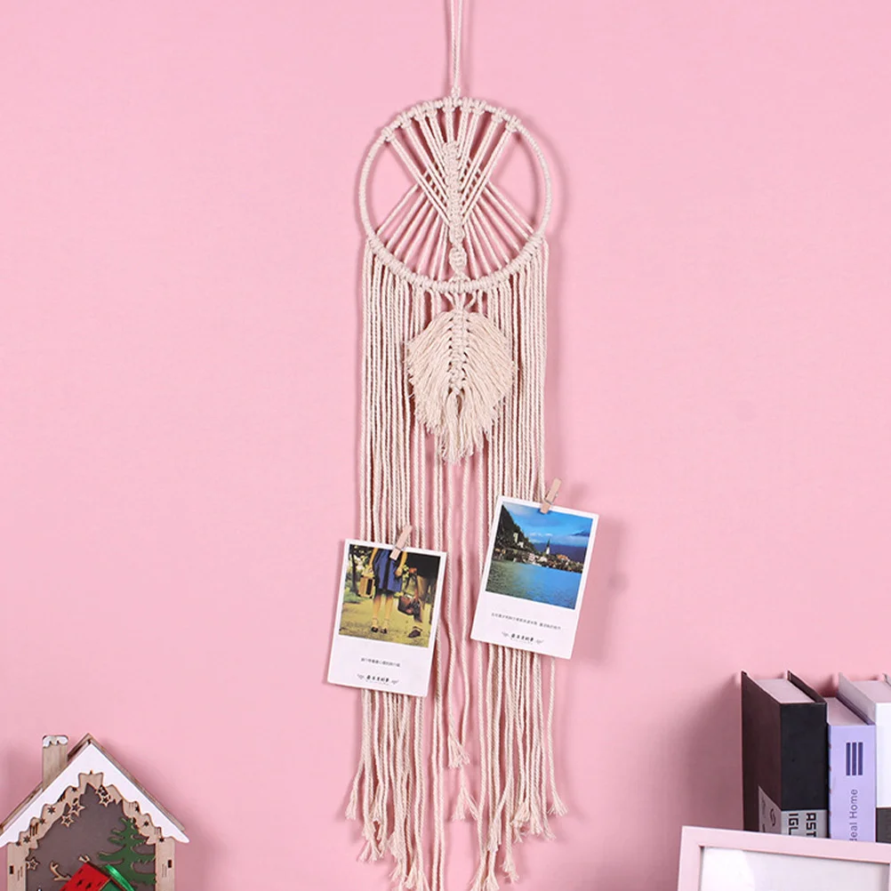 

Handmade Dream Catcher Leaf Wall Tapestry Elegant Hand-Woven Tassel Hanging Decoration for Home Room Window Ornament