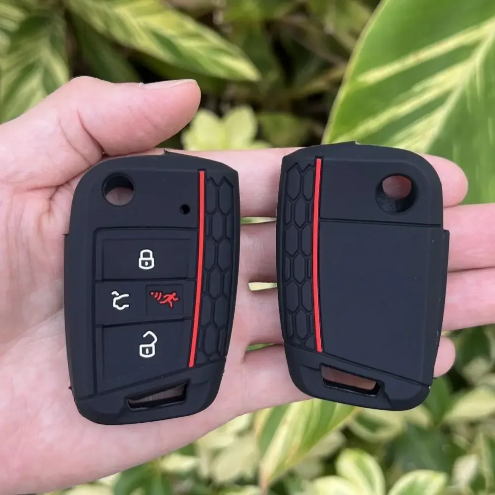 Silicone Key Cover Case For Vw Volkswagen Tiguan T-6.1 Golf Mk7 GTI Rabbit R Passat For Skoda Octavia Car Key Case Cover Holder