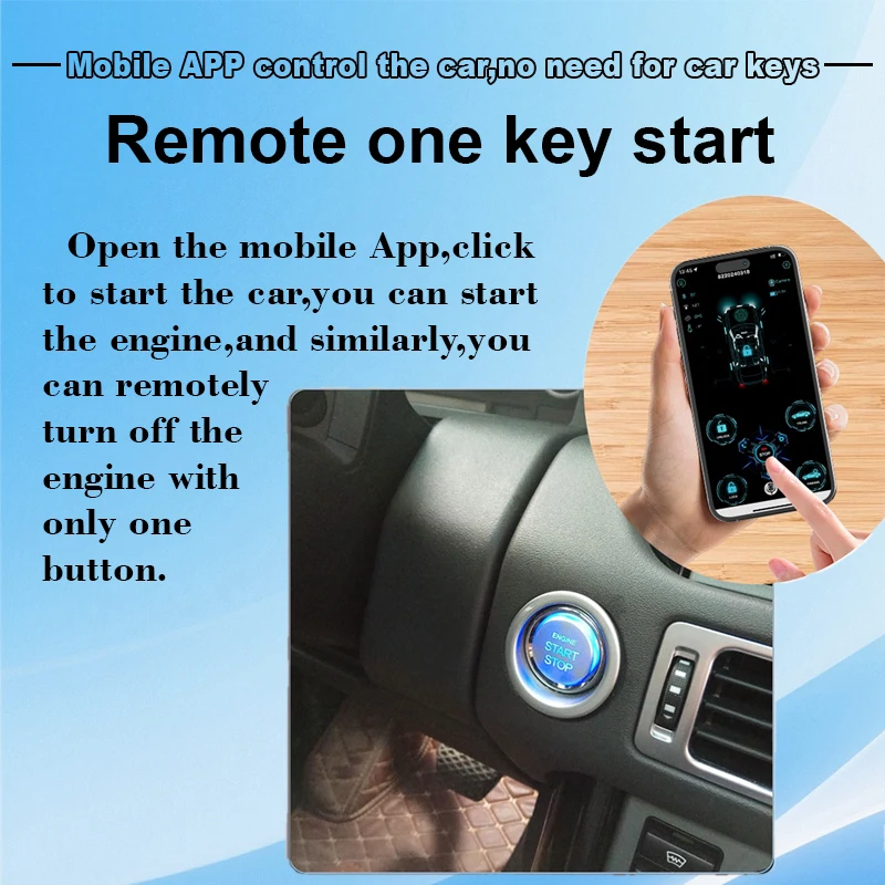 CARDOT Pke Passive Keyless Entry Smart Anti-Thief  Push Button Start Stop Mobile App Start Stop  Car Alarms