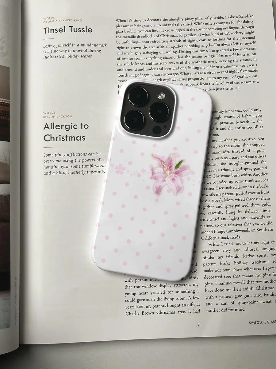 Coque de téléphone brillante rose tendance à pois ondulés et fleurs anglaises pour iPhone 17 Air 16 E 15 14 13 12 11 Pro Max XSMax 7 8 Plus
