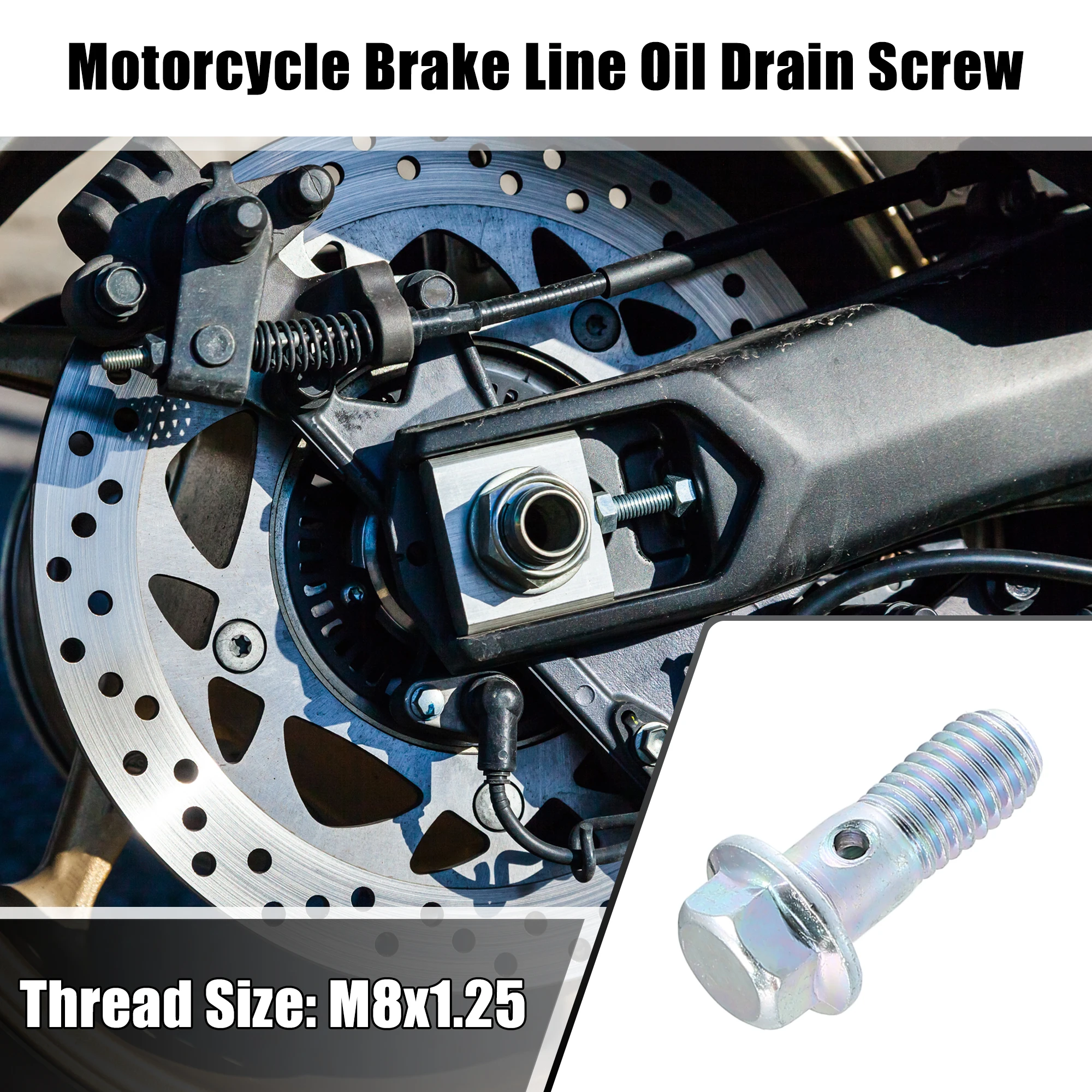 Motoforti 1-10 Set M8x1.25 Oil Drain Plug Brake Line Oil Drain Screw with 2-20 Washer Universal for Motorcycle Cable