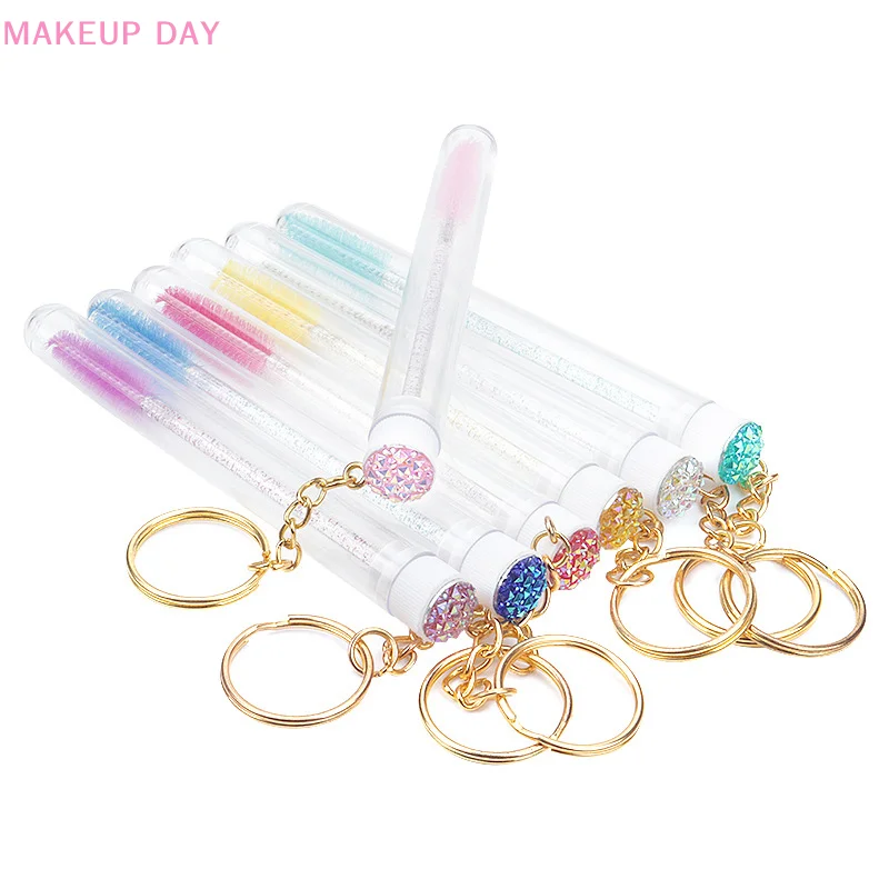 1pcs Reusable Eyelash Brush Tube Resin Drill Replaceable Mascara Wand Brushes Tube Keychain Dust-proof Disposable