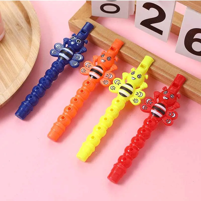 5Pcs Children's Musical Instrument Toys Colorful Mini Cartoon Cute Bee Little Flute Musical Instruments Blowing Musical Toys