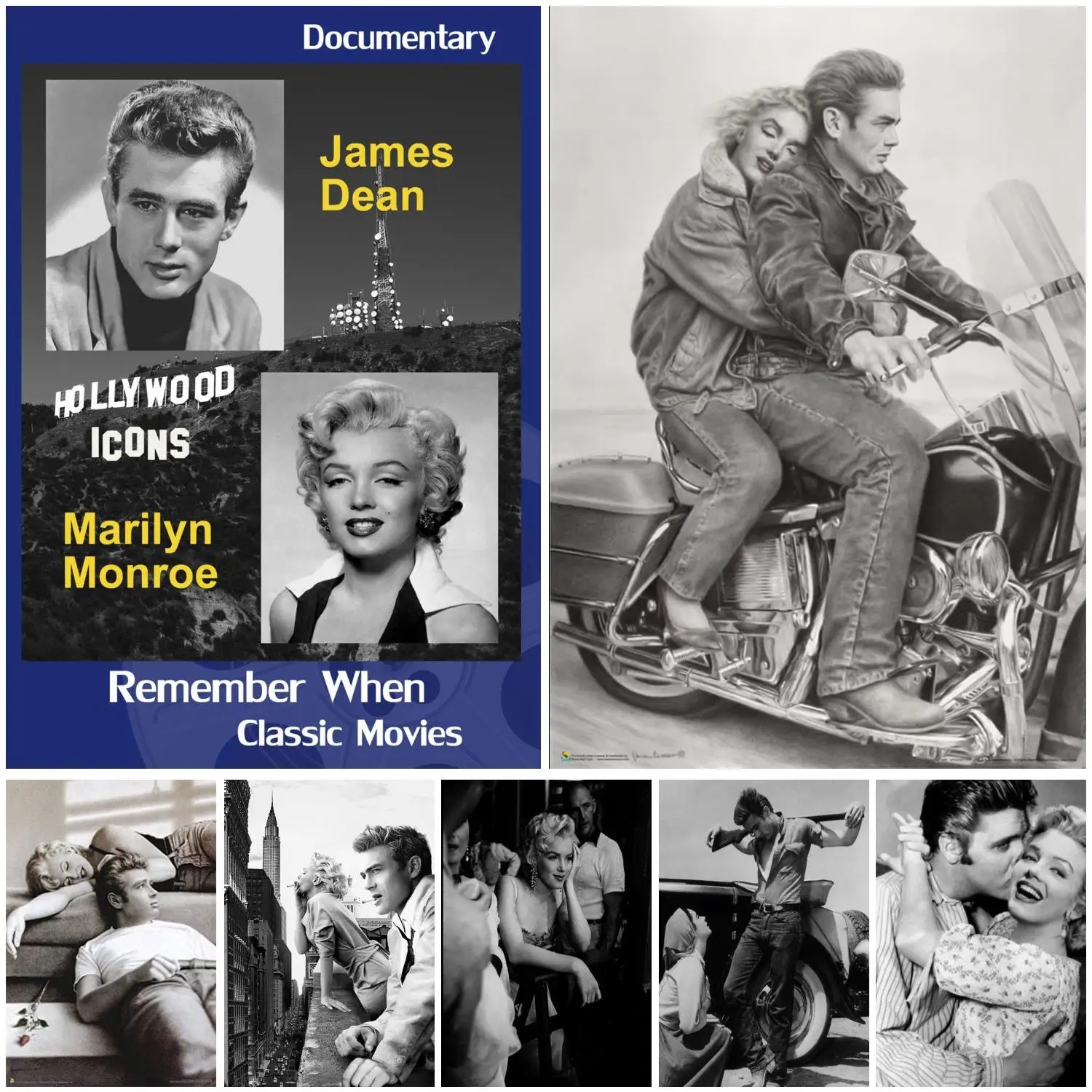 Marilyn Monroe and James Dean Poster Canvas Art Poster and Wall Art Picture Print Modern Family bedroom Decor Posters