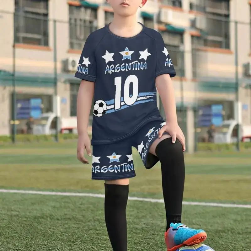 Youth Football Uniform National Team 3d Printed t-Shirt Short Sleeve Shorts Set High Quality Boys And Girls Sportswear Set kids