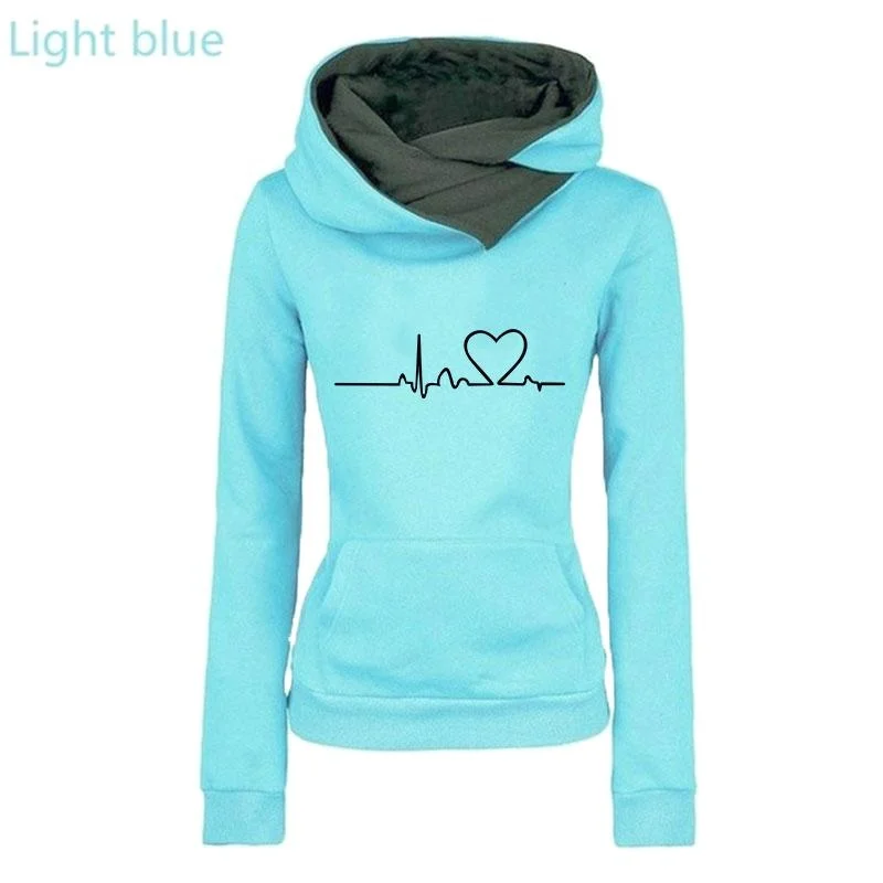 Fashion Women's Hoodie Lapel High-neck Long-sleeved Hooded Sweatshirt Casual Pullover