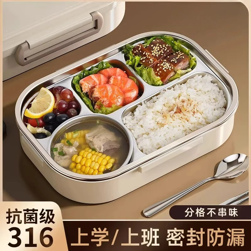 316 stainless steel insulated lunch box bento box vacuum insulated bucket lunch meal delivery outdoor lunch box 4 compartments