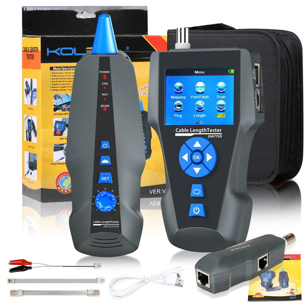 NOYAFA NF-8601S TDR Kabeltester – Für RJ45, RJ11, BNC, PoE, Ping – Kabellängenmessung Bis 1000 M – Inkl NOYAFA NF-8601S TDR Kabeltester – Für RJ45, RJ11, BNC, PoE, Ping – Kabellängenmessung Bis 1000 M – Inkl