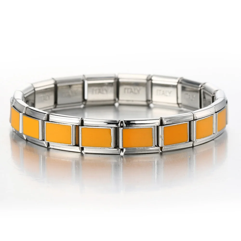 Mode elastische Charme italienischen Link Fit 9mm Edelstahl bunte quadratische Block Leopardenmuster Armband machen DIY Schmuck Geschenke – Detail 2