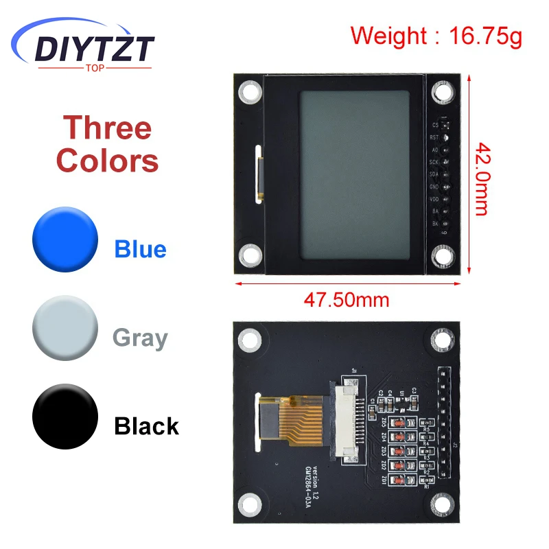 

DIYTZT Lcd12864-03A 12864 модуль ЖК-экрана последовательный порт 12864 матричный SPI с железной рамкой 12864 модуль для Arduino