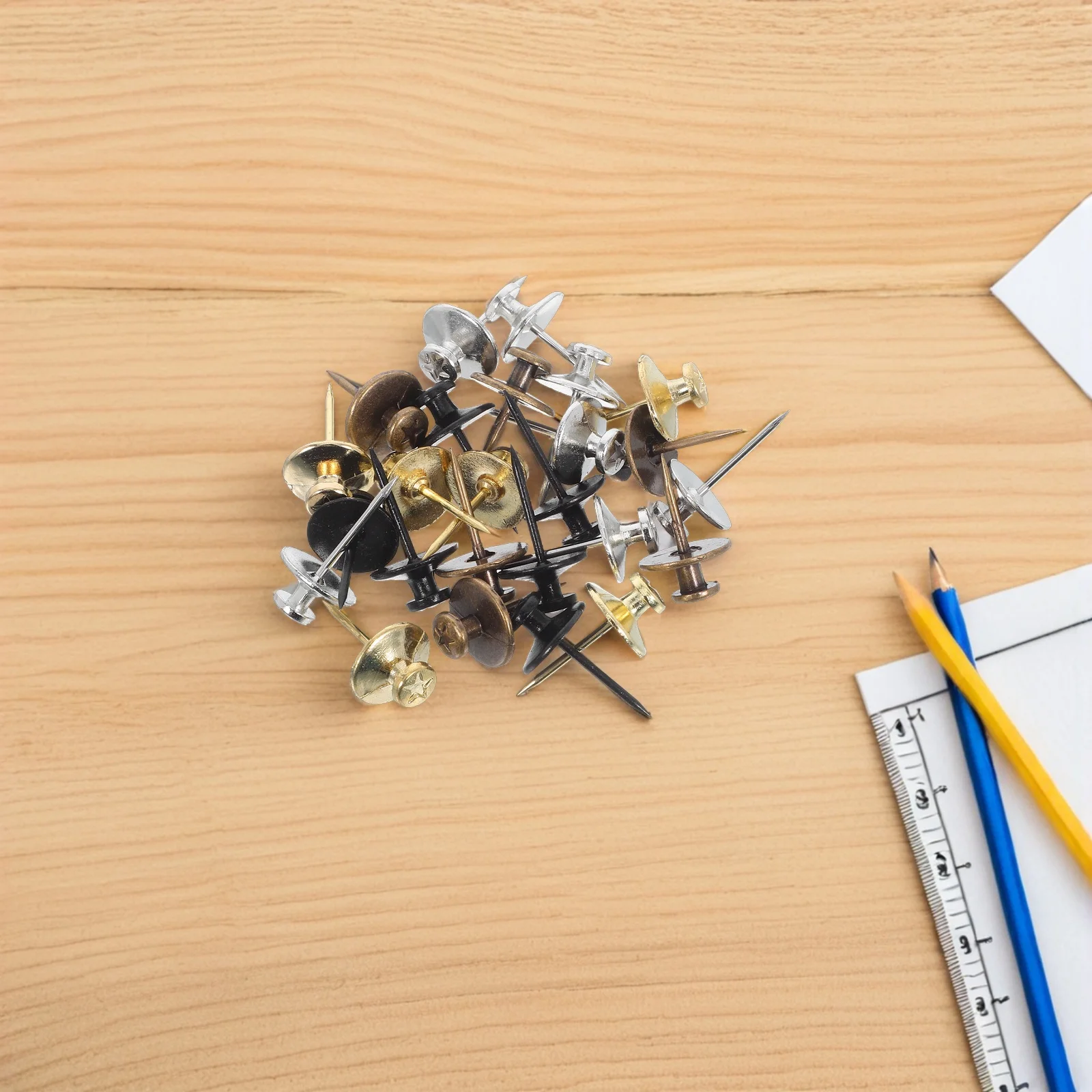 

25Pcs Space Optimizing Zinc Alloy Push Pins Flat Thumbtack Design for Wall Hanging Pictures Frames Hooks Home Office Use