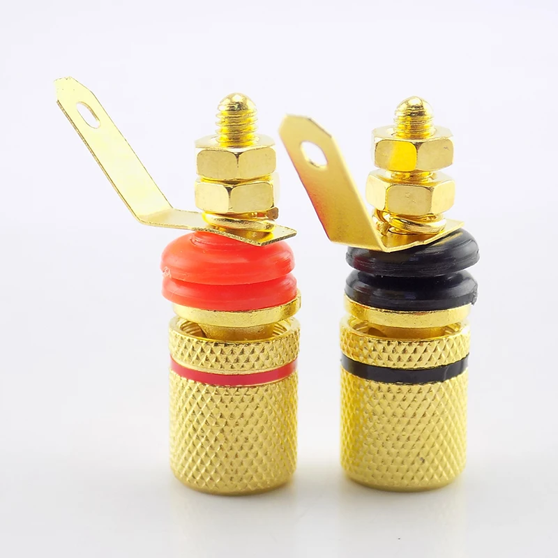 Insulation Sound Terminals 1pair Gold-Plated Banana Plugs Anti-impact Speaker Terminals Banana Jack Socket L19