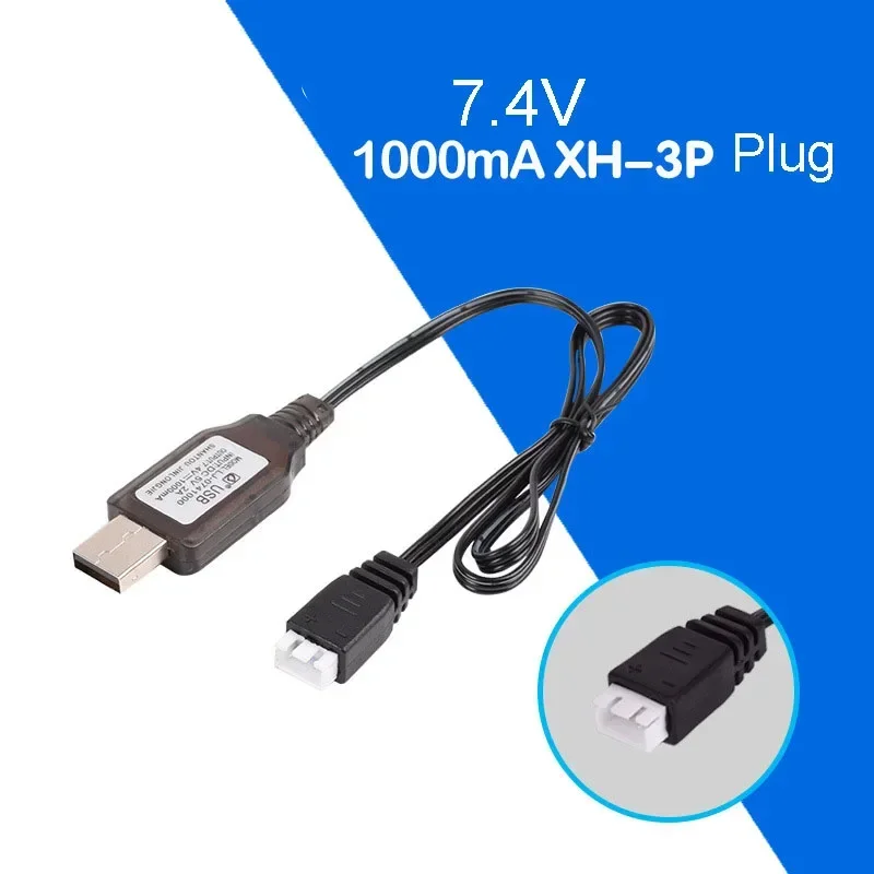USB Charger Cable 7.4V 1000mA XH-3P for Rechargeable Li-ion Battery Electric RC Aircraft Car Boat Toys Remote Control Toy XH3P