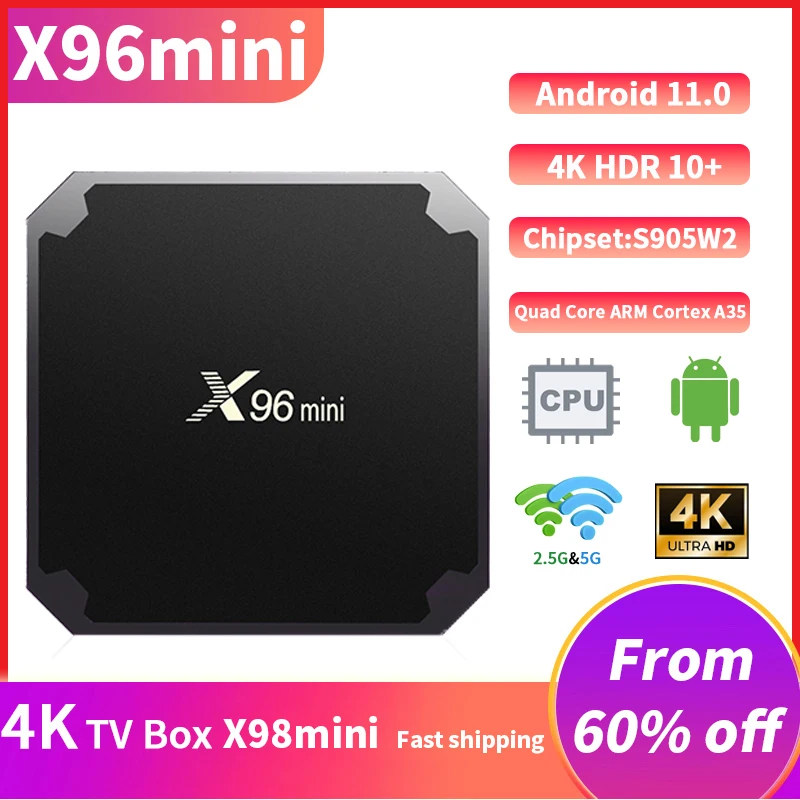 X96 Mini Smart TV BOX Android 11.0 Allwinner H313 Youtube 4K WiFi 2.4G LAN Ethernet Google Streaming Media Player Set Top Box
