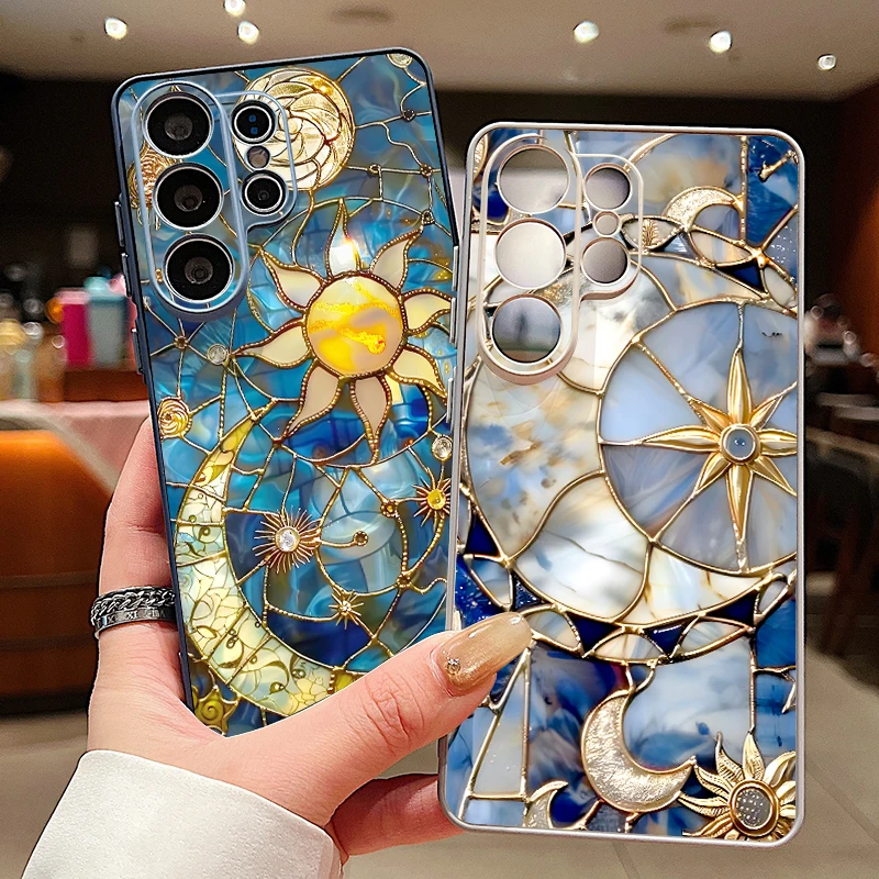 Sun Moon Pattern Magnetic Phone Case For Samsung Galaxy S26 S25 Ultra Edge S24 S23 FE A57 A17 A56 A37 A16 A36 A55 A54 A15 Cover