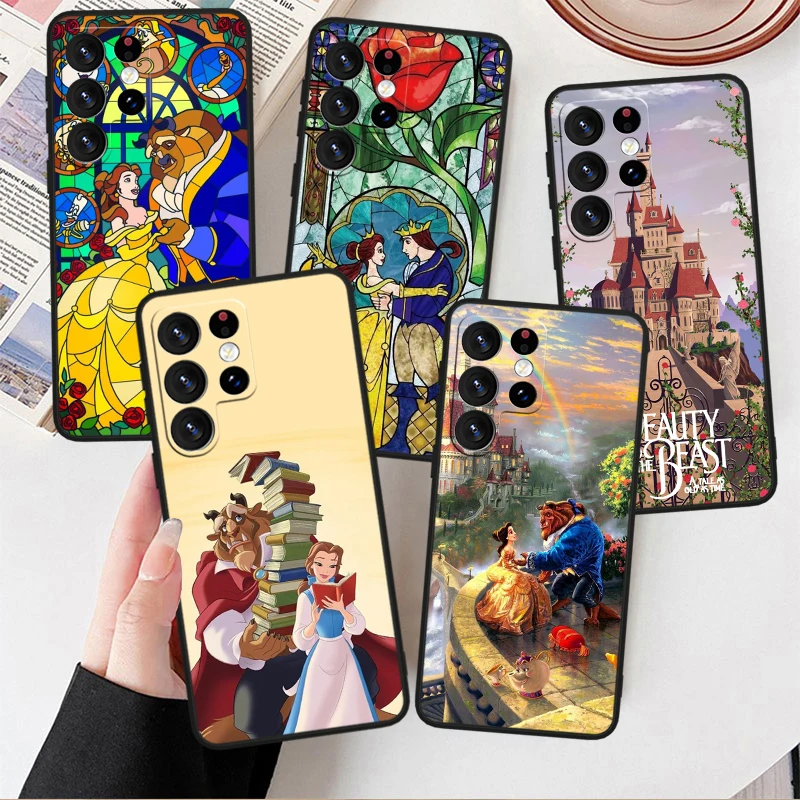 Disney Beauty And The Beast For Samsung Galaxy S24 S23 S22 S21 S20 FE S10 Ultra Plus Shockproof Soft TPU Black Phone Case