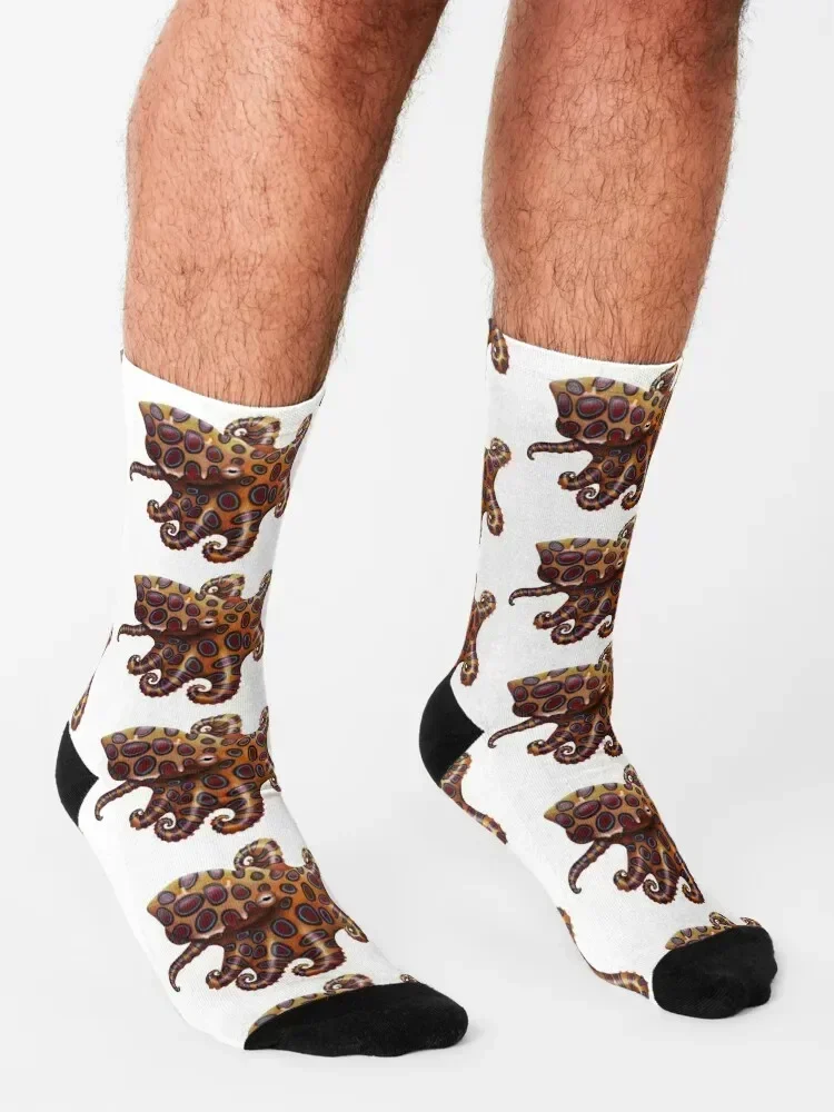 جوارب الأخطبوط الحلقية الزرقاء هدية سعيدة جديدة في الجوارب النسائية الشفافة للرجال