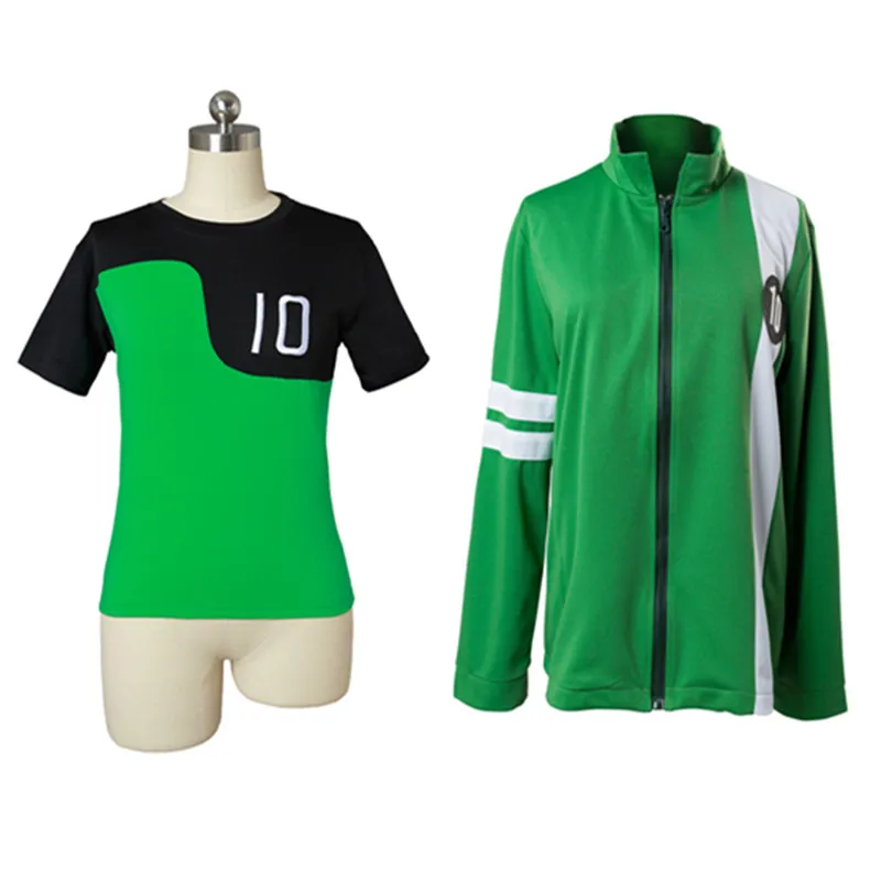 Costume de Cosplay de Ben Tennis 10 pour Enfant et Adulte, T-shirt en Coton Imprimé, Veste à Fermeture Éclair Verte, Manteau de Baseball pour 6 à 12 Ans