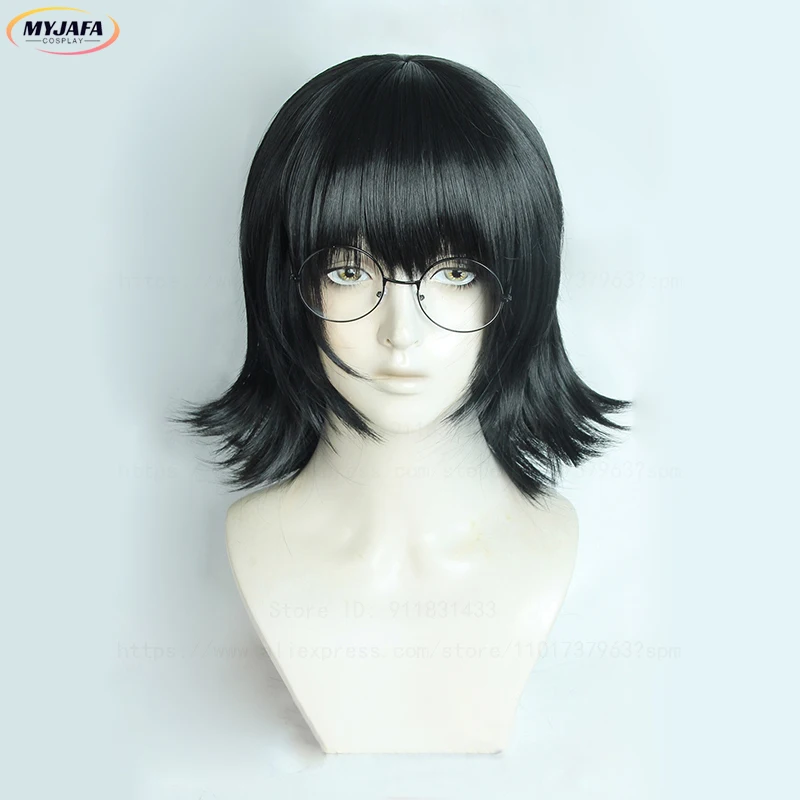 Shizuku Cosplay Wig Short Black Layered Fluffy Heat Resistant Synthetic Hair Anime Hunter Wig Shizuku Murasaki  Wigs + Wig Cap