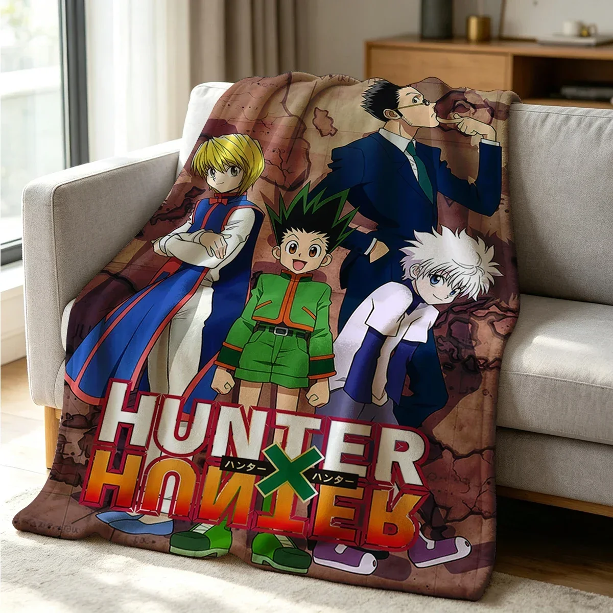 Hunter x Hunter Blanket Soft Cozy Throw for Sofa Bed Festive Holiday Decor Gift for Kids and Adults, Lightweight and Warm