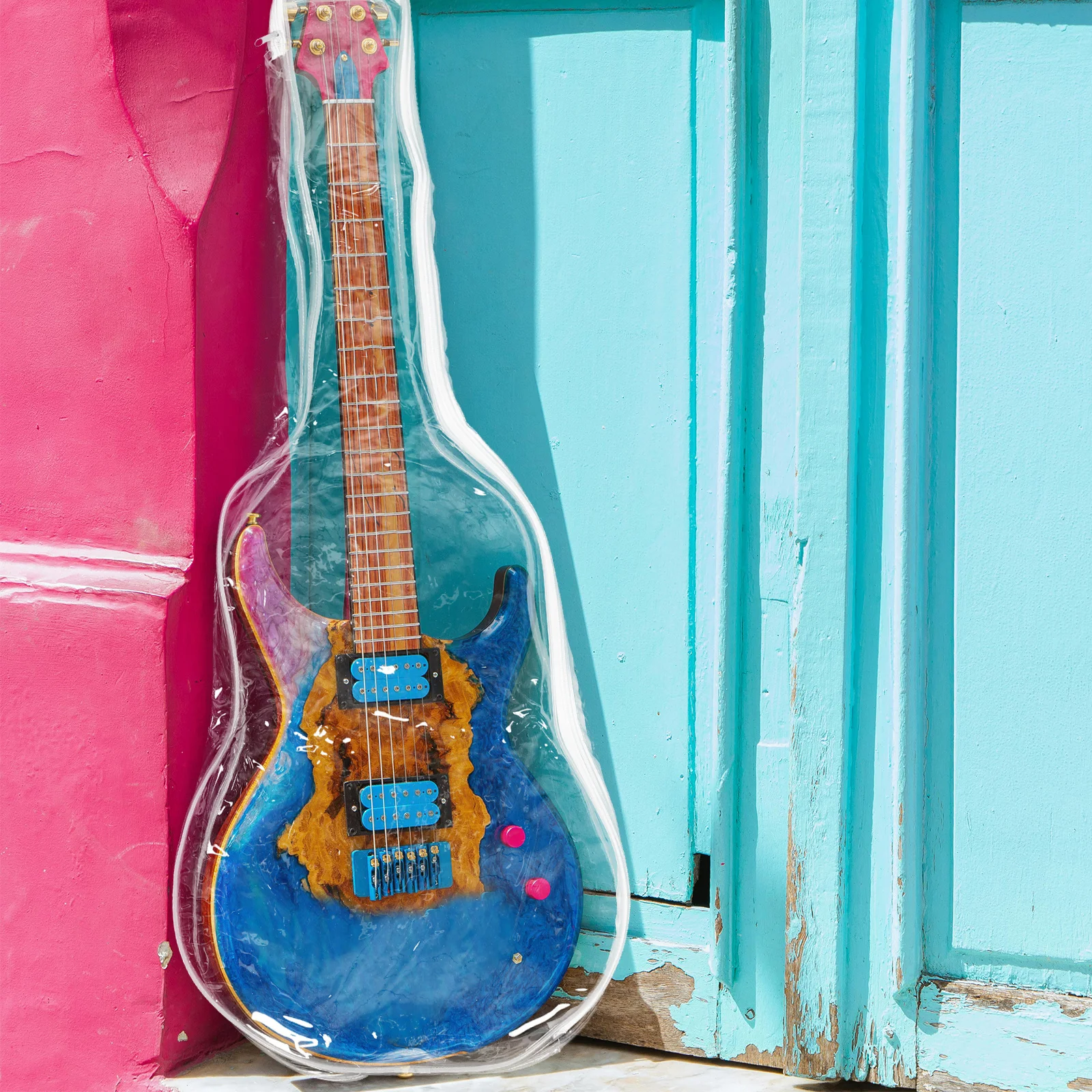 

1pcs Electric Protective Cover Waterproof Clear Pvc Reusable Lightweight Portable Cover For Guitar Sealing Guitar Accessory