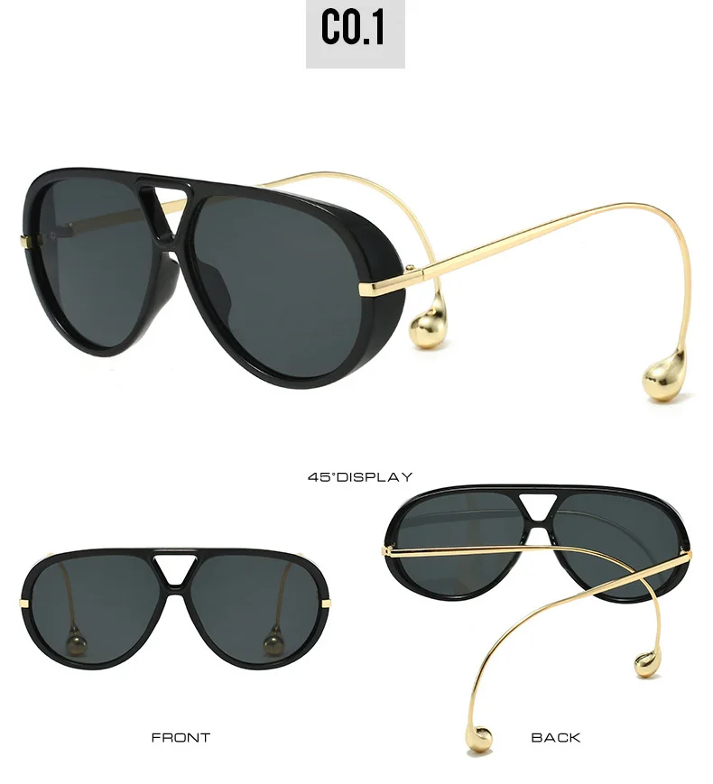 Vintage übergroße Piloten-Sonnenbrille, Unisex, Doppelbrücke, UV400-Schutz, modischer Punk-Stil, weibliche Farbtöne, beliebte Brillen – Detail 6