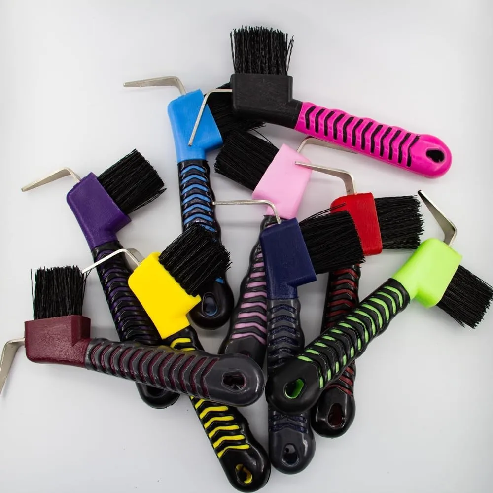 Equestrian Hoof Pick Brush Nonslip Rubber Grip Horse Care Supplies Cleaning Equipment For Daily Stable Maintenance