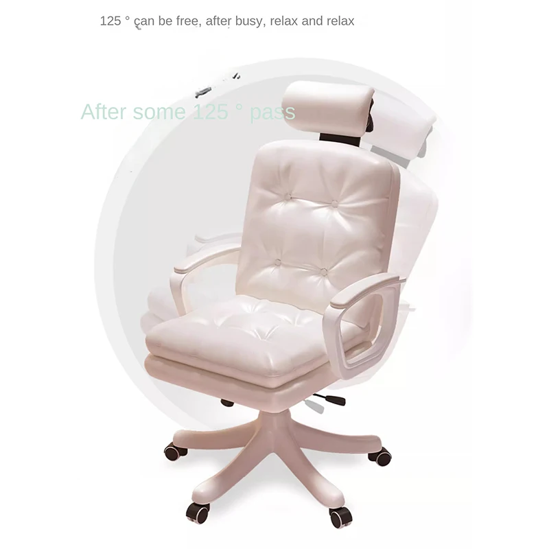 PU Computer Chair Double Layer Soft Package Home Office Chair Girls' Bedroom Sofa Game Chair Lifting  Dormitory Makeup Chair