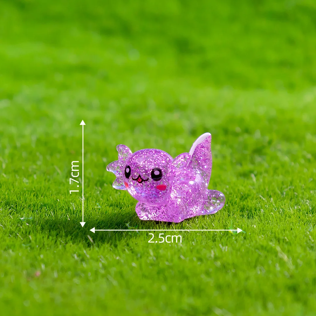 50 buah Mini Axolotl payet miniatur ambistoma Resin dekorasi meja patung peri taman aksesoris dekorasi rumah DIY rumah boneka