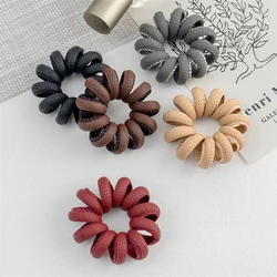 PU Leather Spiral Hair Tie Solid Color Telephone Cord Scrunchies Large Size Elastic Hair Band Women Hair Accessories Rubber Band