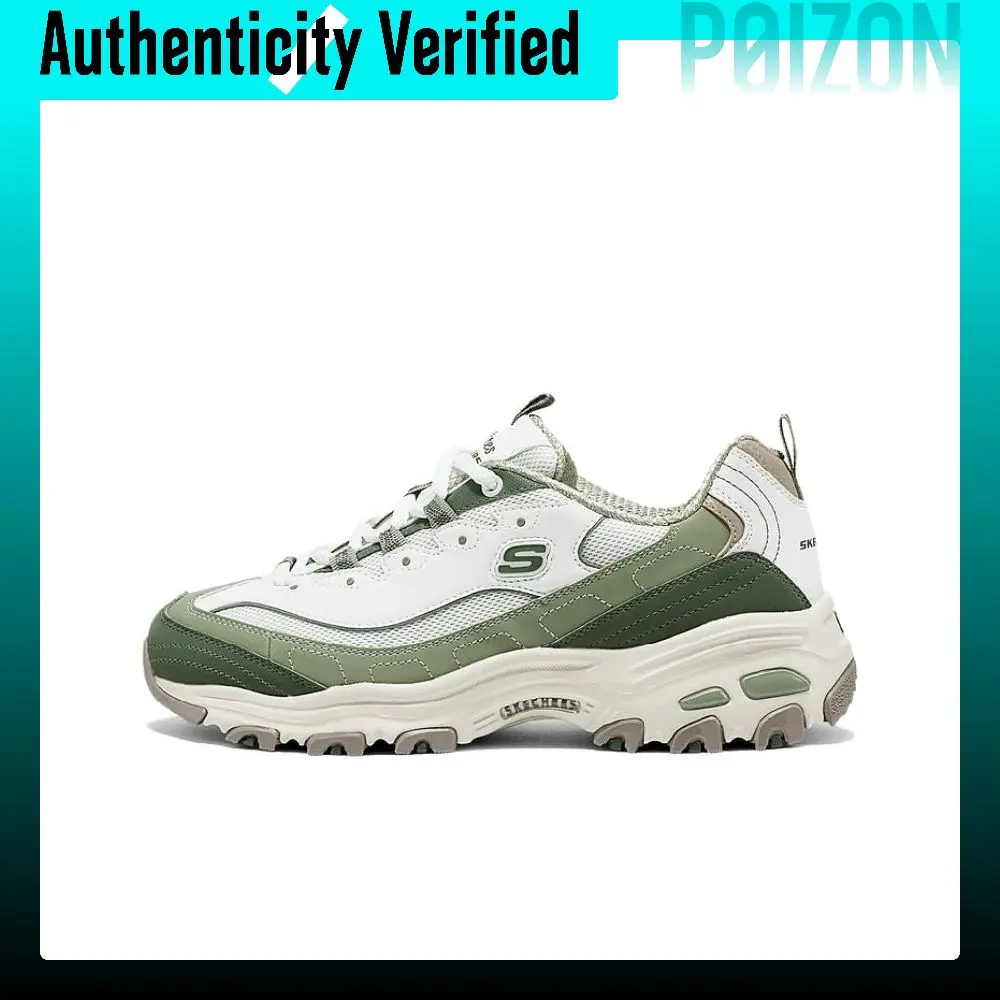 Skechers D'Lites 1.0 Abrasion Resistant Low top Chunky Sneakers Women's White Green 150555-LTGR