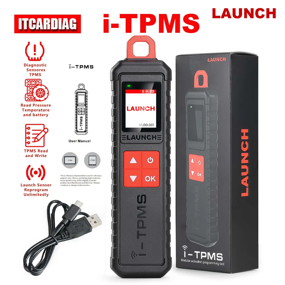 

Датчик давления в шинах Launch i-TPMS X431, ручной инструмент для обслуживания, работает самостоятельно с помощью приложения i-TPMS или с модернизированной системой X431 PAD V + TSGUN