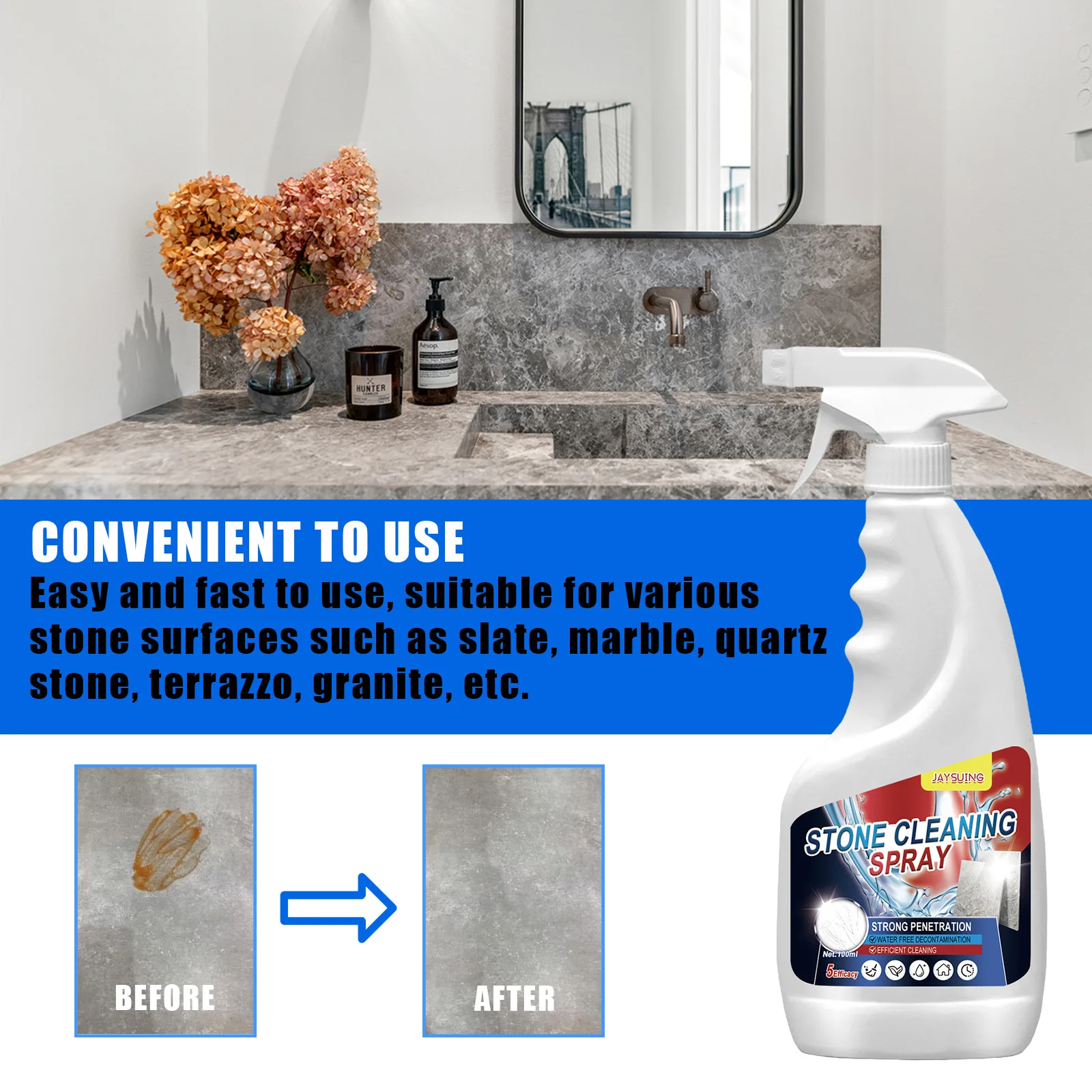 Stone Crystal Plating Agent Tile Dirt Cleaning Nano Crystal Stone Coating Reducing Scratch Restoring Shine Stone Stain Remover