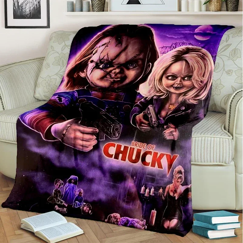 Manta de franela Tiffany para sofá cama, Chucky, película de terror, regalos ligeros para fanáticos de Halloween