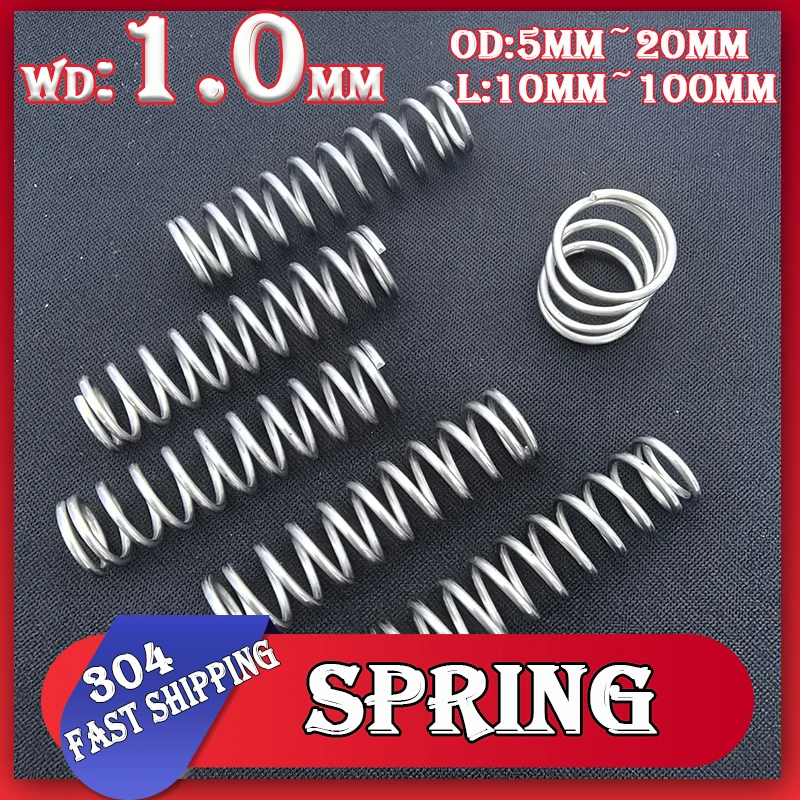 Resorte de compresión de acero inoxidable 304, diámetro de alambre de 1,0mm, resorte de retorno de absorción de impactos en forma de Y, personalizable, 10 piezas
