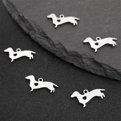 Lovely Heart Dachshund Dog DIY 5PCS Set Small Charm Pendants Making DIY Stainless Steel Handmade Finding Jewelry Accessories