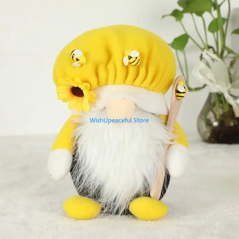34YA Honeybee Festival Gnome for Doll Shelf Tierded Treshed Ornament Dwarf for Home Farmhouse Kitch Table Decorea